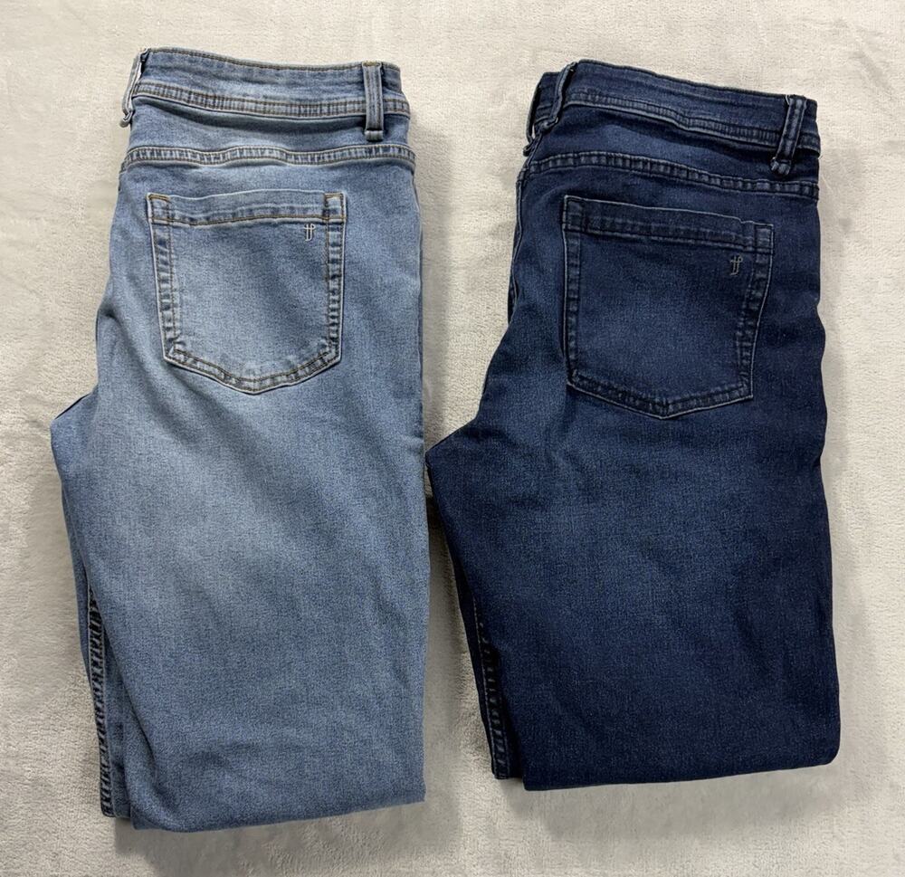 Lot of 2 The Perfect Jean NYC Men's 34X28 (26" Ins) Slim Fit Blue Jeans Stretch